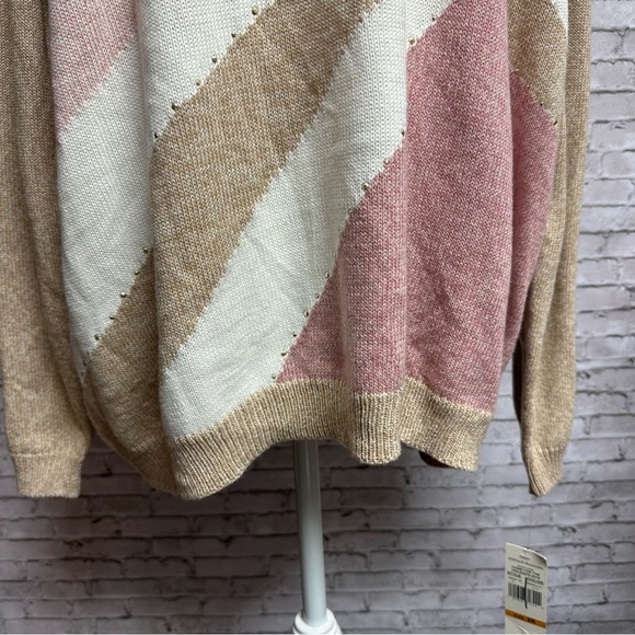 Alfred Dunner Plus Size 3X Womens Sweater Striped Beige Pink Long Sleeve NEW NWT - Picture 5 of 11